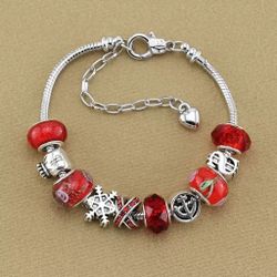 Pandora style Christmas snowflake bracelet 