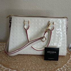 White leather crossbody tote