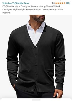 Men Black Cardigan Sweater XL
