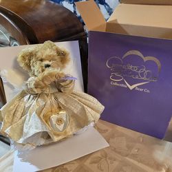 Goldie 50th Golden Angel Teddy Bear Heart Box Artist Made Annette Funicello 14”