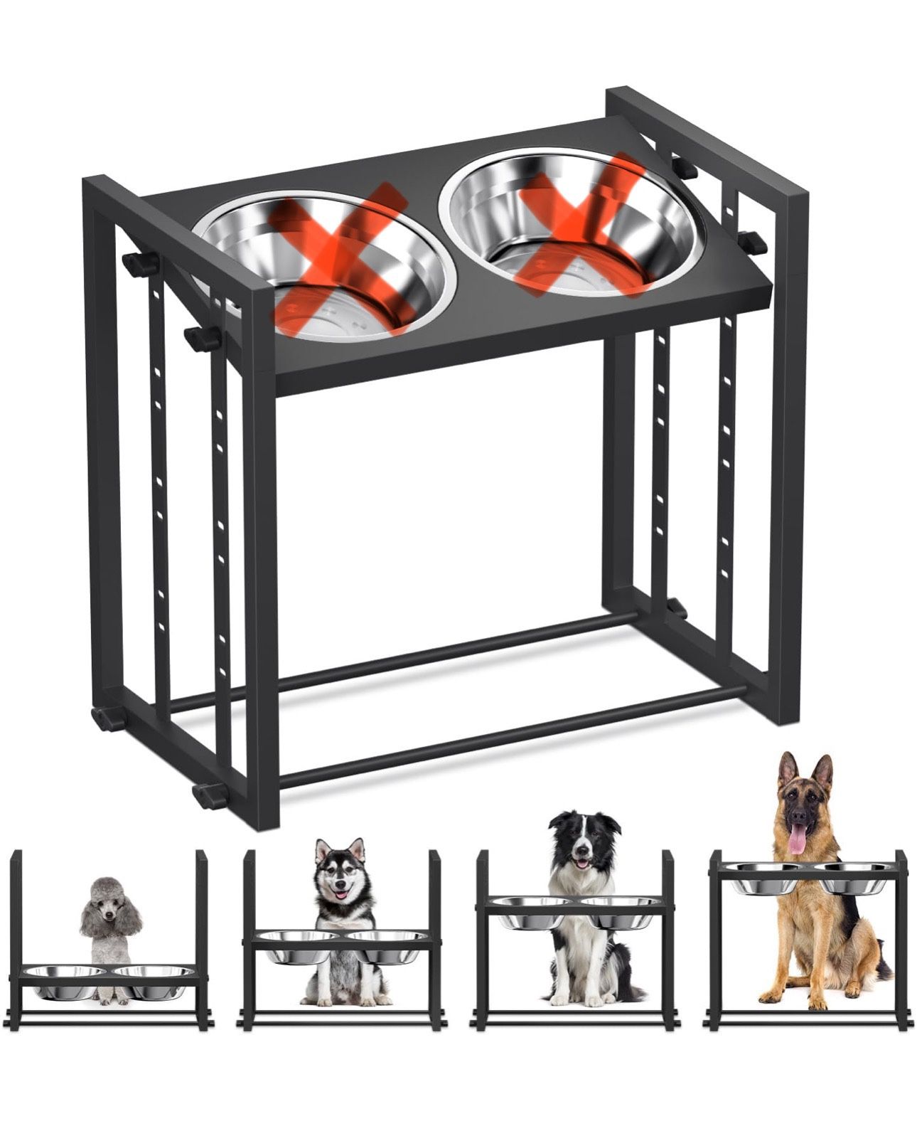 Steel Frame Dog Feeder, Bowls not included