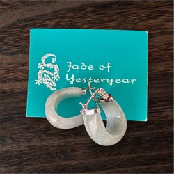 Jade Hoop Earrings w/ 925 Sterling Silver Clasps