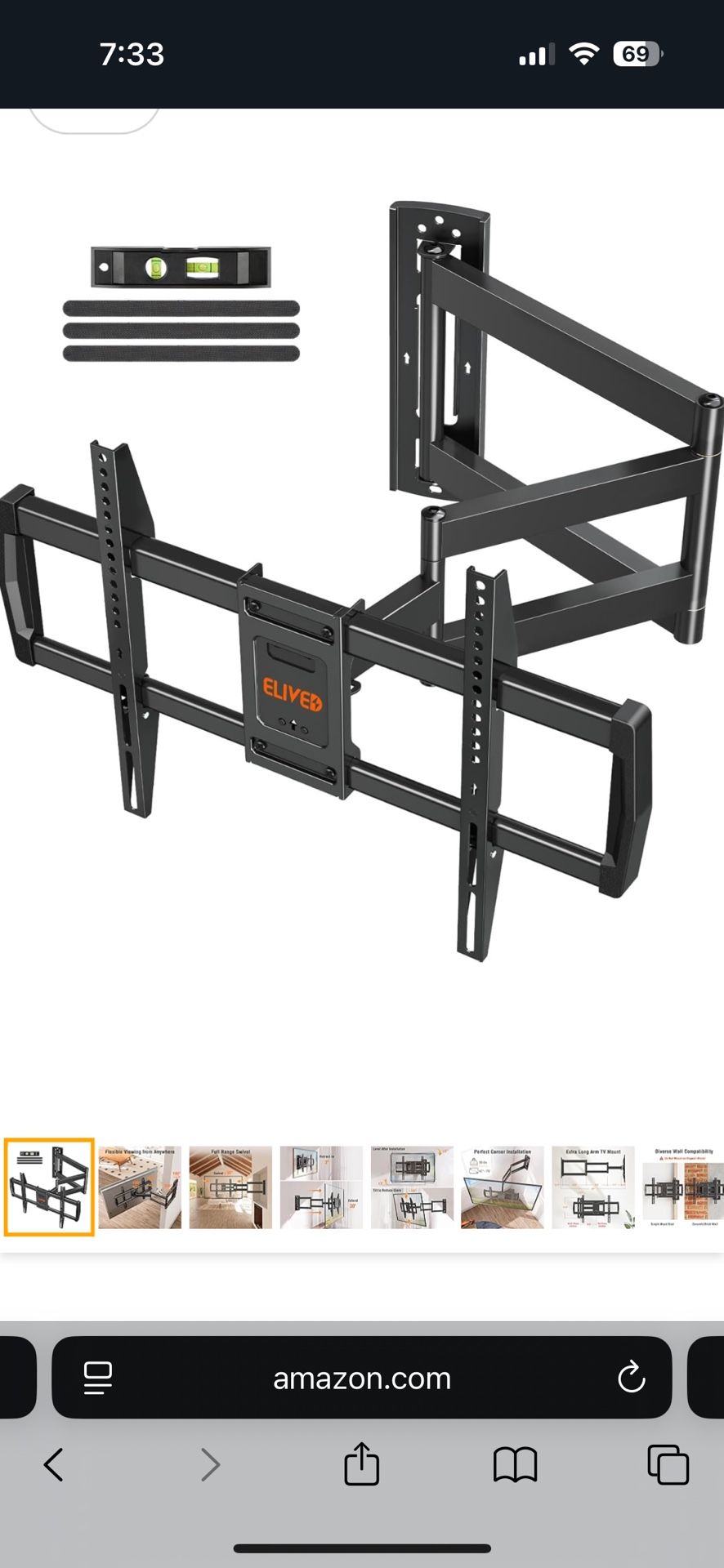 Brand New In Box Long Arm Tv Wall Mount