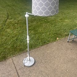 Vintage Brass Lamp Refurbished Gray White Adjustable 