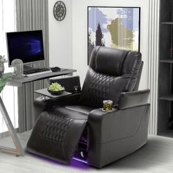 Black  Recliner With Usb Charging Port And Hidden Arm Storage 2 Convenient Cup Holders Design [NEW] **Assembly Req** 