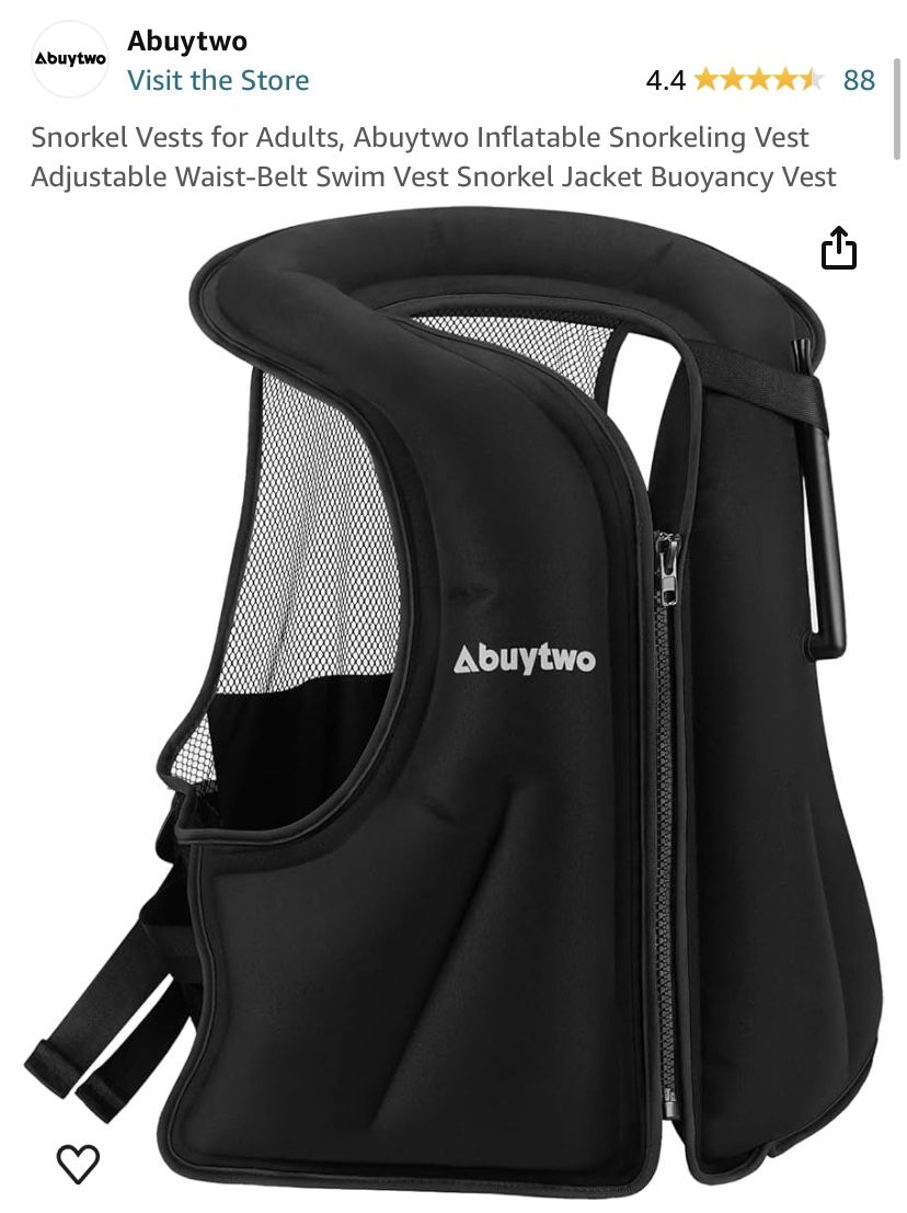 Snorkel Vests for Adults, Abuytwo Inflatable Snorkeling Vest Adjustable Waist-Belt Swim Vest Snorkel Jacket Buoyancy Vest