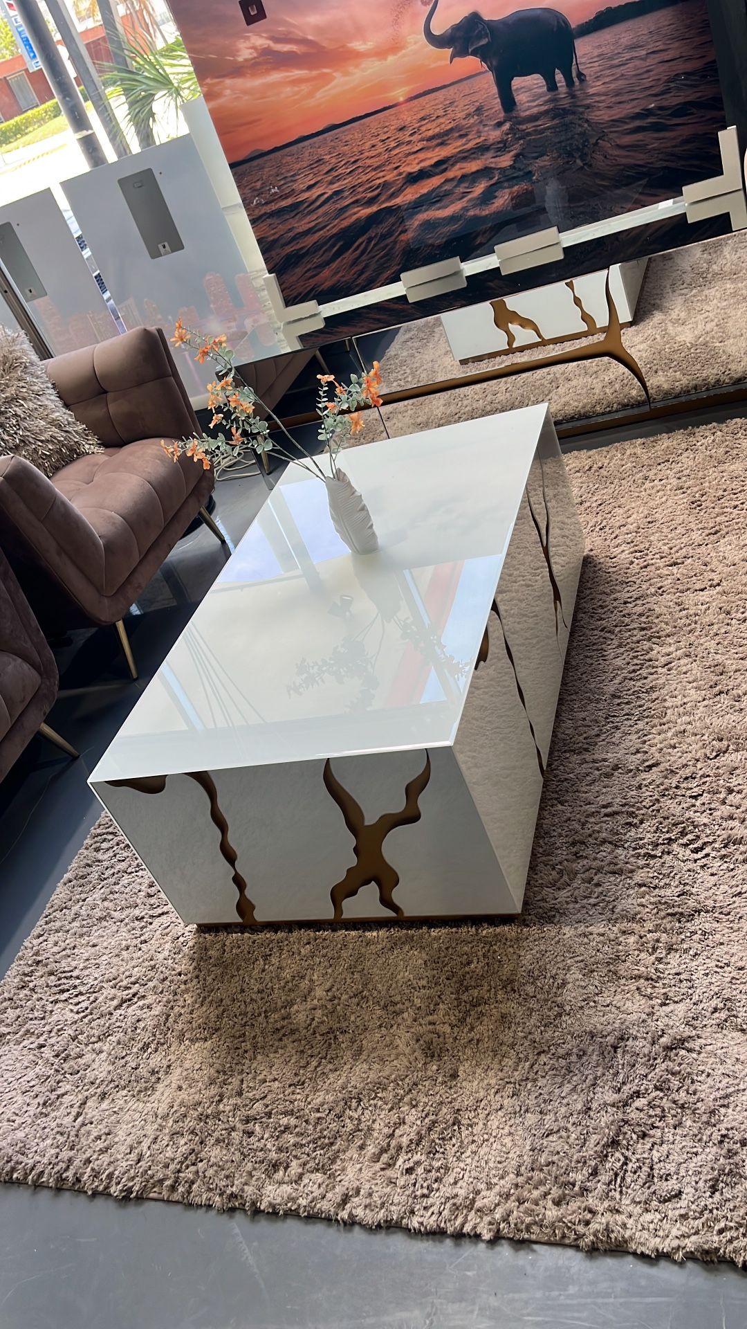 NEW COFFEE TABLE WHITE GLOSSY 47x24