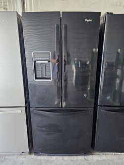 Refrigerator Whirlpool Apartment Size Black Stainless Fridge 