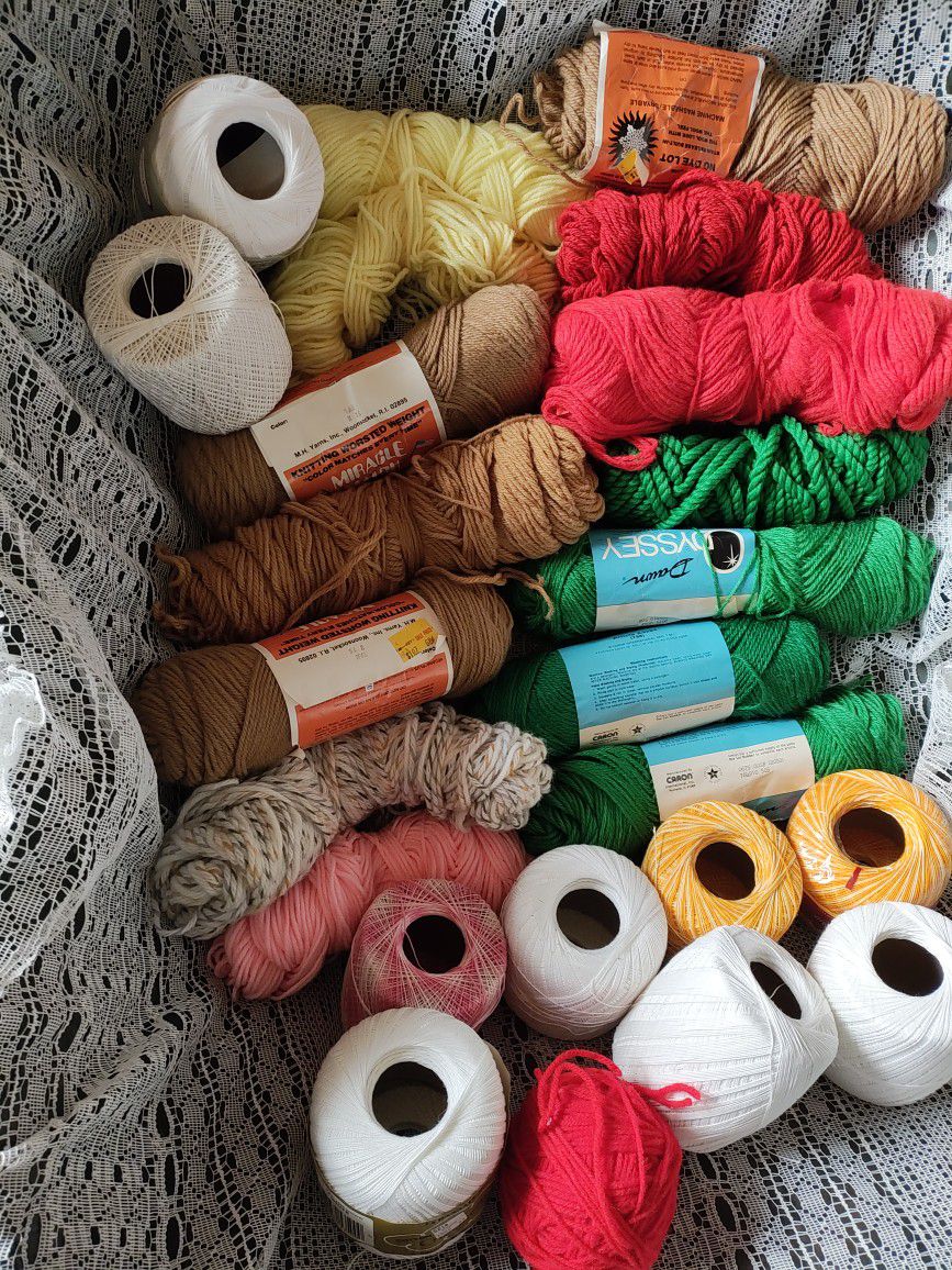 Yarn Lot And Doily Thread