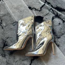 Silver boots size 8