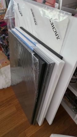 7 large art canvases and arches watercolor paper