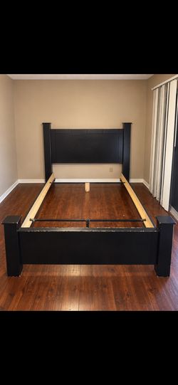 Queen bed frame with 2 matching nightstands for sale