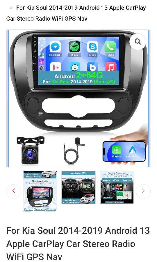 CarPLAY ANDROID 13 GPS NAVI CAR STEREO FOR KIA SOUL 2013-2019 HEAD UNIT