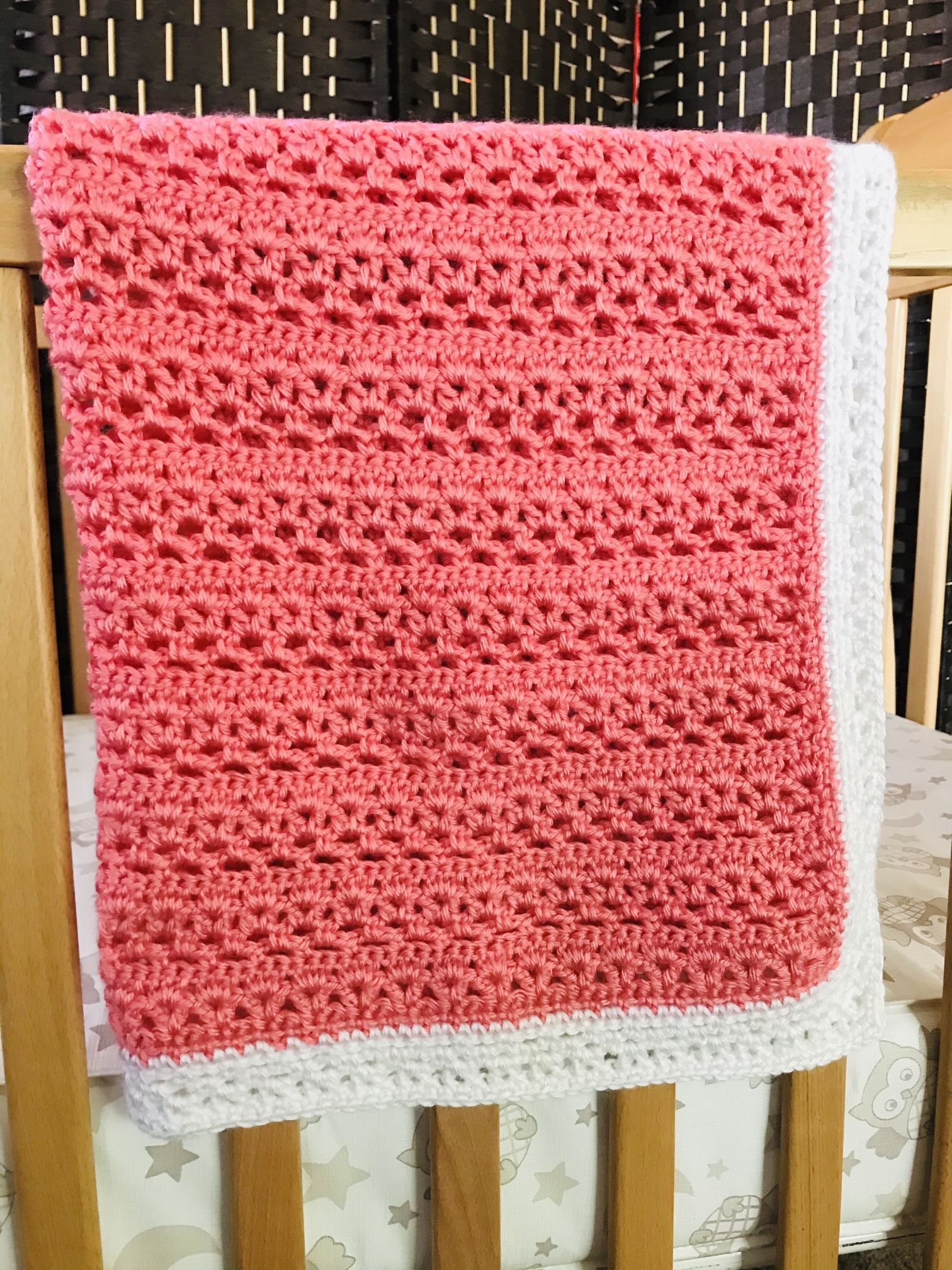 Handmade Baby Blanket Crochet In Coral