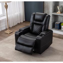 Luxury Leather Home Theater Seat Recliners Quadruple Seat Man Cave USB & Cup Holders