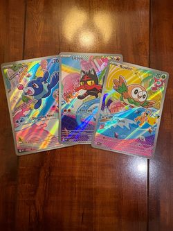 Pokemon First Partner Illustration Series 1 Poplio, Litten & Rowlet MINT ⭐️