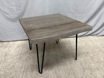 Grey Live Edge Wood Side Table w/ Hairpin Legs
