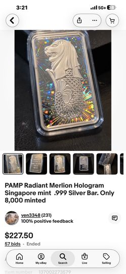 Hologram MerLion  Silver .999 Make Me an Offer 