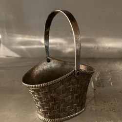 Vintage Metal Basket With Handle 
