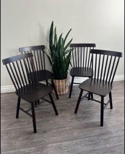 LUE BONA Windsor Classic Espresso Solid Wood Dining Chairs with Curving Spindle Back for Kitchen and