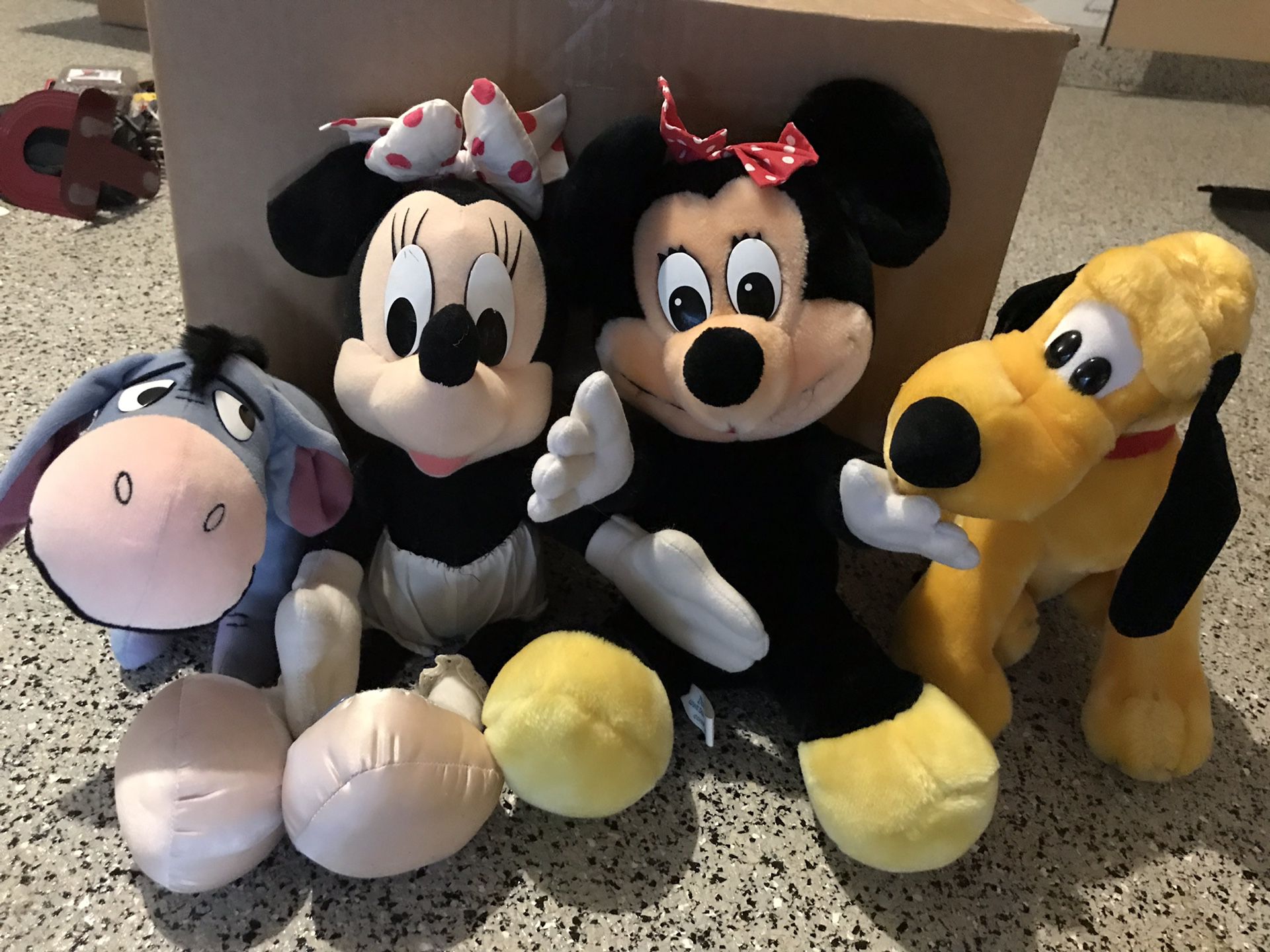 Original Disney stuffed characters $30 firm for all or $10 each: Mini, Daisy, Eeyore & Pluto