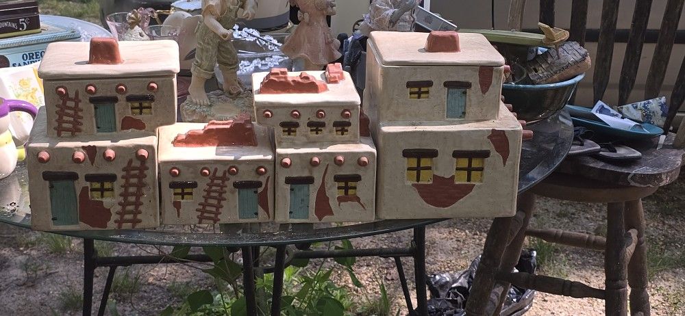 Pueblo Adobe House Canister Set 8 Piece