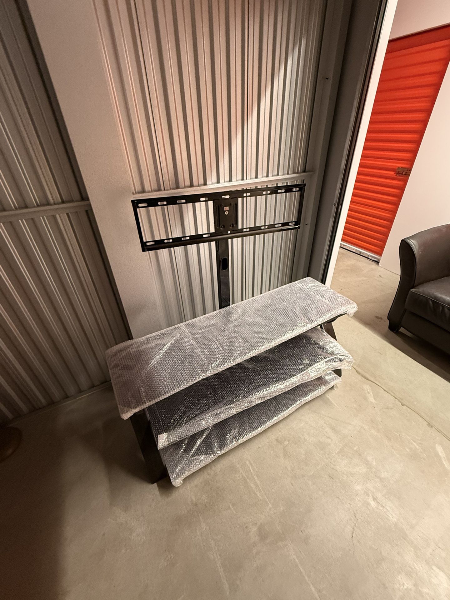 TV Glass Stand With Shelves