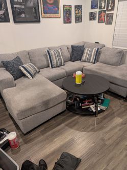 Gray Fabric Sectional Sofa with Chaise