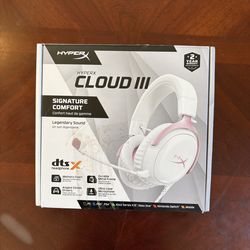 Hyper X Cloud 3 Pink and White Headphones
