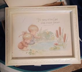 Vintage 1985 Homco Nursery Wall Decor - Precious Moments Style Psalm 104
