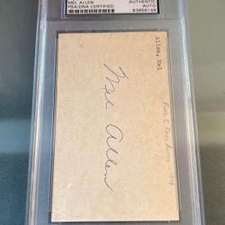 New York Yankees Mel Allen Cut Signature Certed 