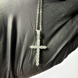 Moissanite Iced Cross Pendant Necklace 💎 925 Silver