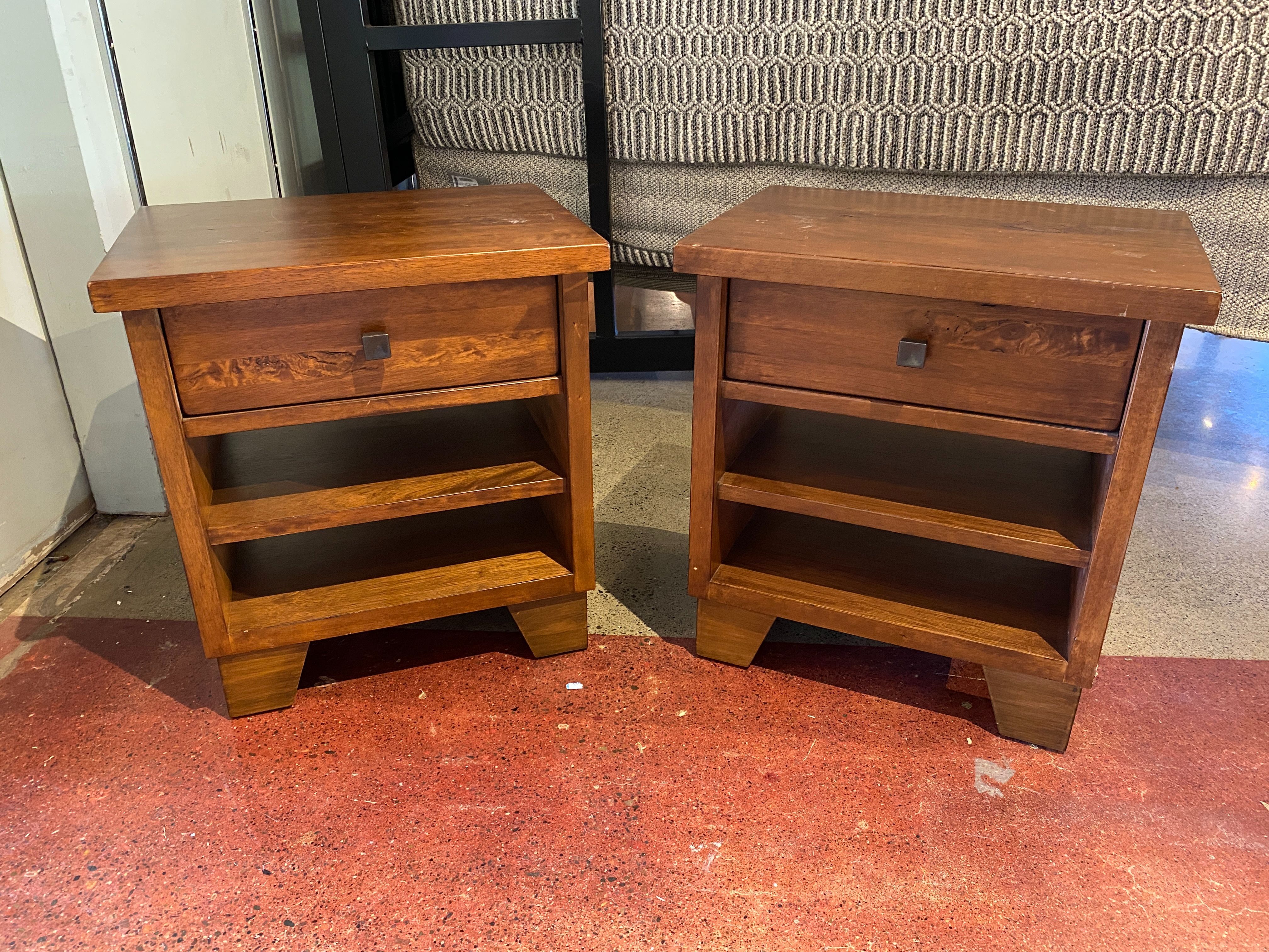 Mahogany Single Drawer Open Shelving Nightstands (Set of 2)