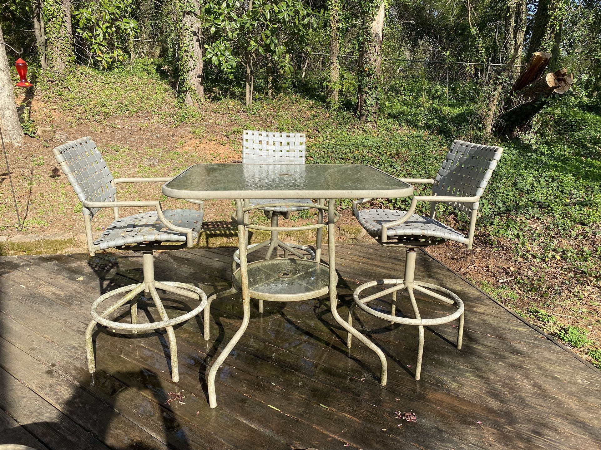 Tall Outdoor Table with 3 Chairs – Casual Dining Set