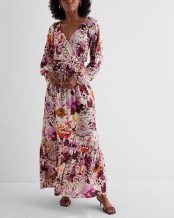 Express Floral Long Sleeve Tiered Maxi Dress new with tag size L