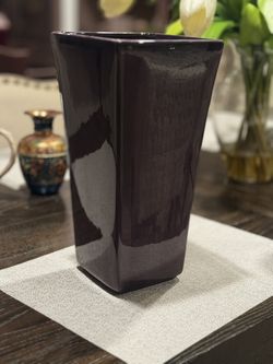 Purple glazed vase. Very heavy. Measures 14x7