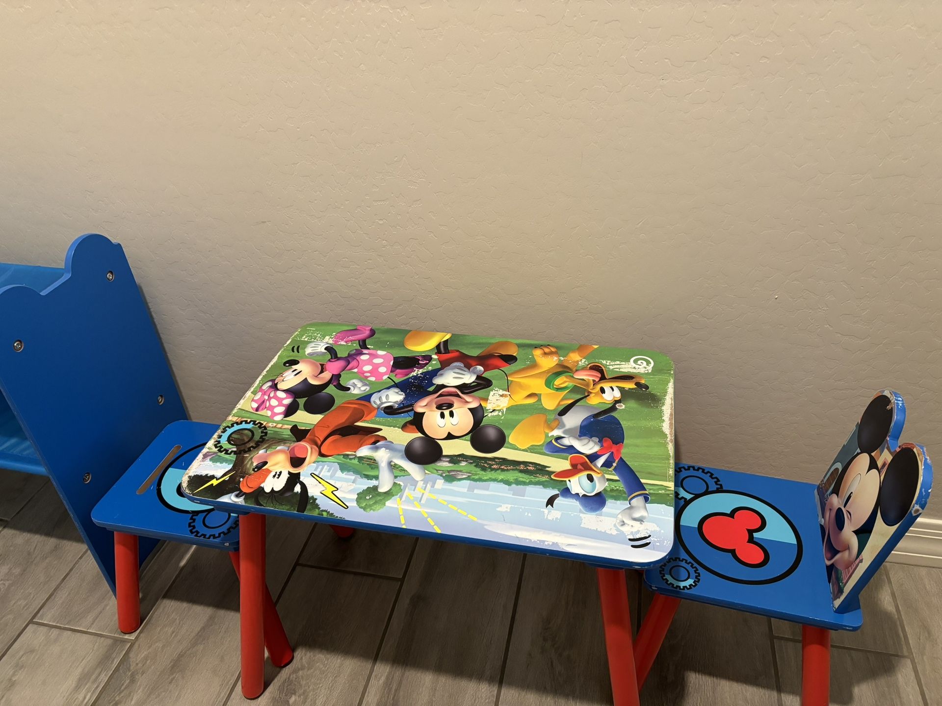 Mickey Mouse Playroom Set (1 Desk, 2 Chair And Bookcase)