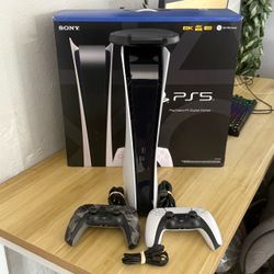 Ps5 Digital 1TB with Box, 2 Controllers & Cables