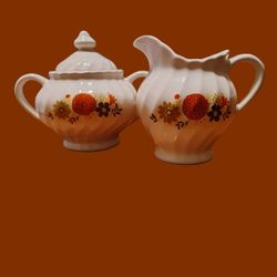 Scio Pottery Sugar Bowl And Creamer Set