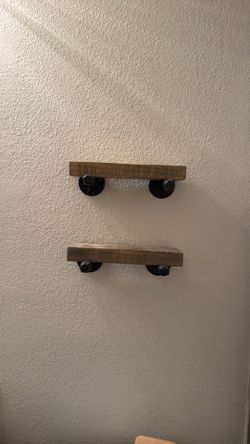 Wooden shelves