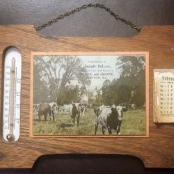 Antique Thermometer Calendar Advertisement 1913 Cows