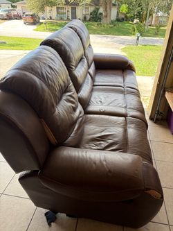 Free Curb Side Brown Faux Leather 3-Seat Sofa