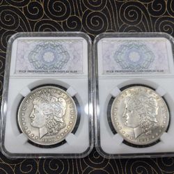 1880-S 1892-S All 2 Morgan Silver Dollars