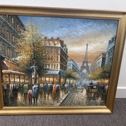 Oil painting, Paris, professionally framed.  