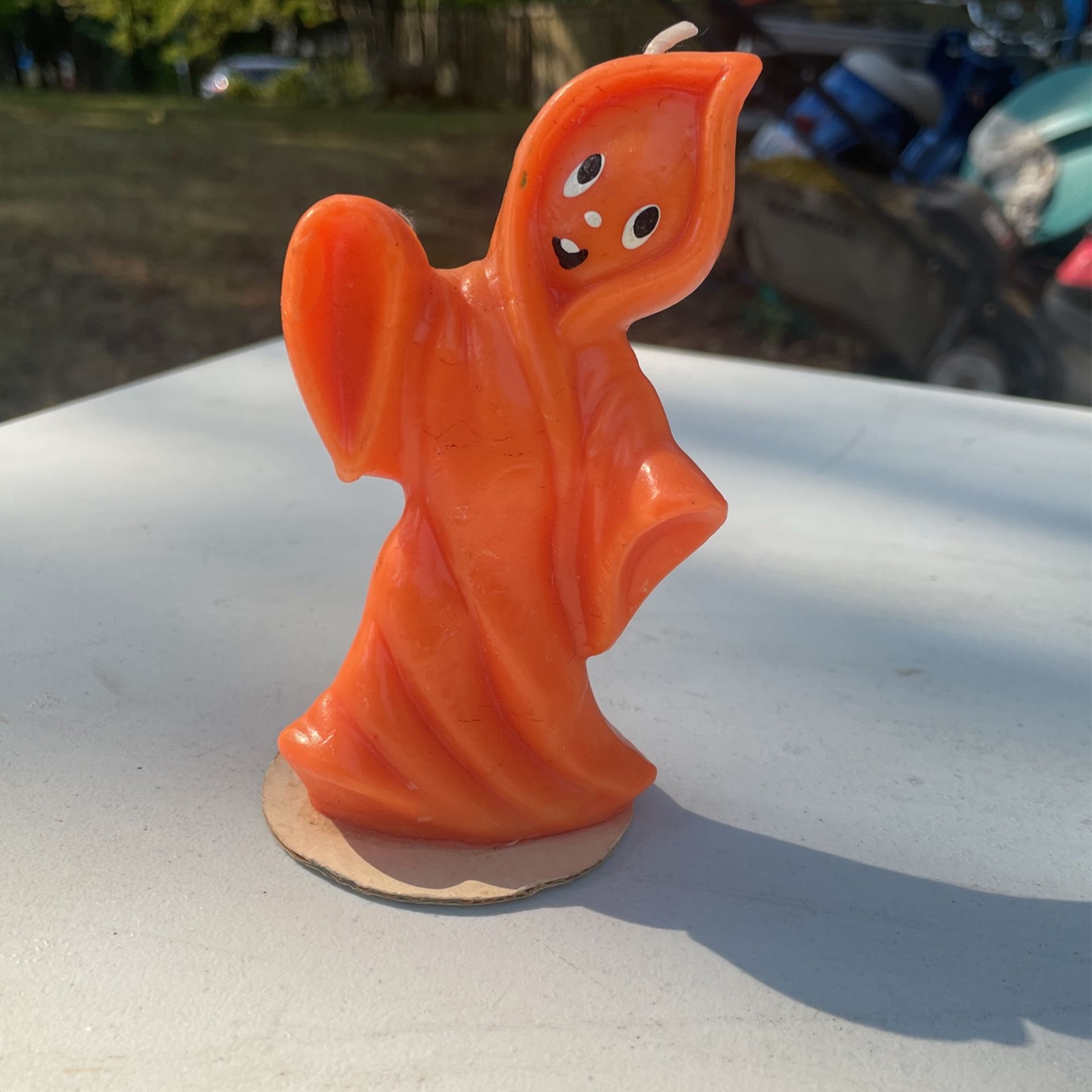 Vintage Gurley Orange Halloween Ghost Candle