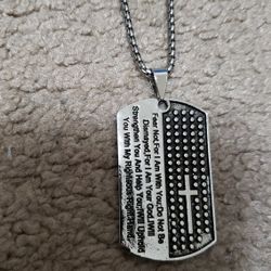 Men's Prayer Cross Pendant Necklace With Chain 24 Inch 