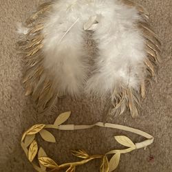 Baby photo shoot Gold and white angel wings with head bands