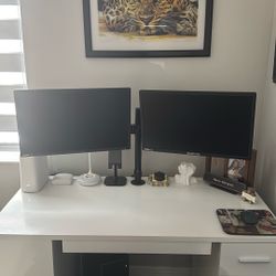 2 22” Screens HDMI With Desk Arm 