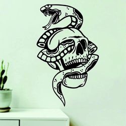 Wall Decal Home Decor Bedroom Vinyl Sticker Art Skull Snake Tattoo Design