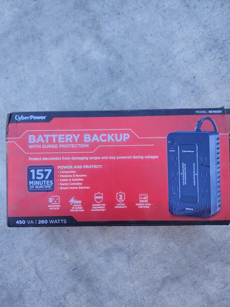 CyberPower 450VA 120Volt 8Outlet UPS Battery Backup for Sale in